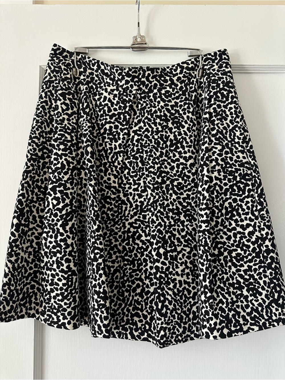 Banana Republic Black and White Animal-Print A-Line Skirt